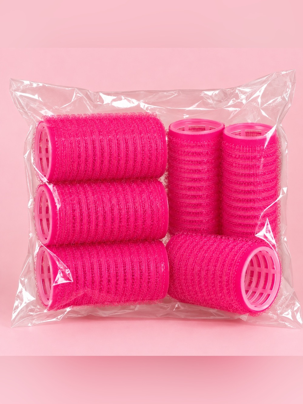 Mini Hair Rollers in Pink - Set of 6